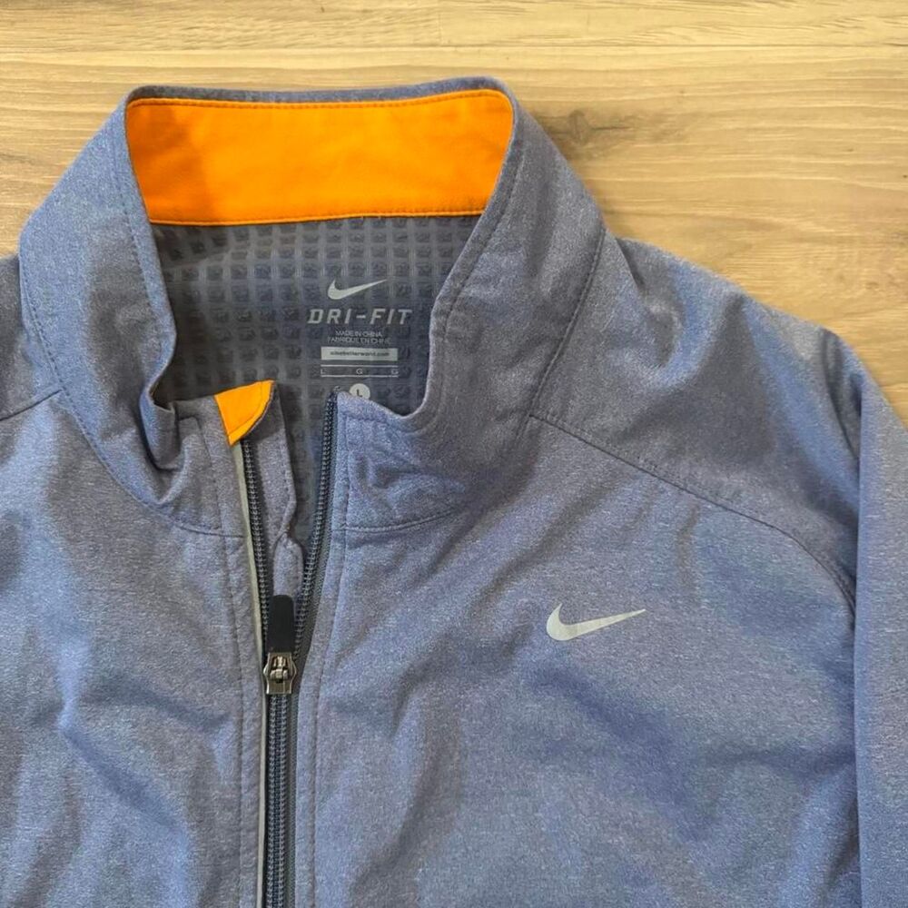 Nike Dri-Fit blue & gray windbreaker jacket y2K style full zip baggy Size Large